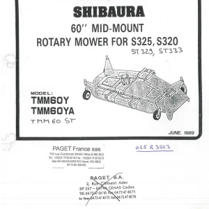 Shibaura Tmm60Y Tmm60Ya 1989 Parts Manual