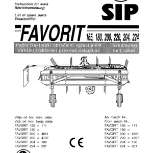 SIP Favorit 165 180 200 220 204 224 Parts Manual