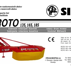 SIP Roto 135 165 185 Parts Manual