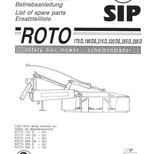 SIP Roto 175D 180Ds 215D 220Ds 255D 295D Parts Manual