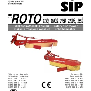SIP Roto 175D 180Ds 215D 220Ds 255D Parts Manual
