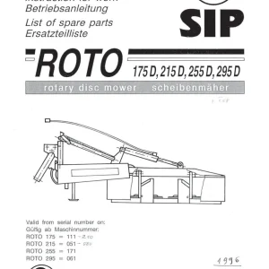 SIP Roto 175D 215D 255D 295D Parts Manual