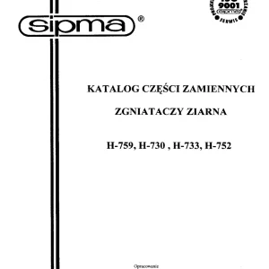 Sipma H759 730 733 752 2001 Parts Manual