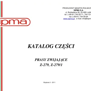 Sipma Z279 2011 Parts Manual