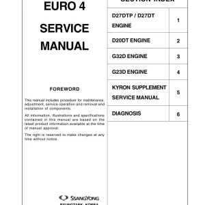 SsangYong Kyron D27 D20 G32 G23 Service Manual