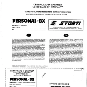 Storti Personal Bx Parts Manual