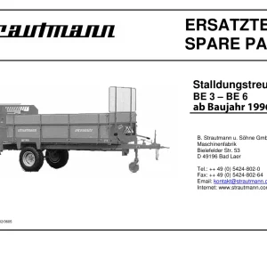 Strautmann Be3 Be6 1996 Parts Manual