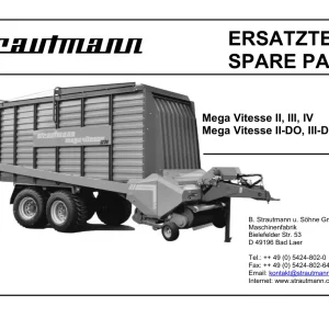 Strautmann Mega Vitesse Ii Iii Iv Parts Manual