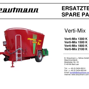 Strautmann Verti 1300 1500 1800 2100 K Parts Manual