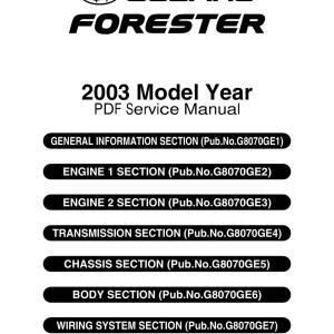 Subaru Forester 2003 2003 Service Manual