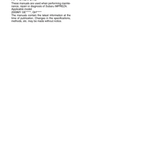 Subaru Impreza 2009 2009 Service Manual