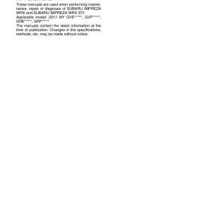 Subaru Impreza Sti 2011 2011 Service Manual
