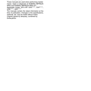 Subaru Impreza Wrx Sti 2013 2013 Service Manual