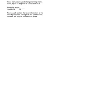 Subaru Legacy 2008 2009 2009 Service Manual