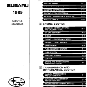 Subaru Loyale Leone Ea 82 1989 Service Manual