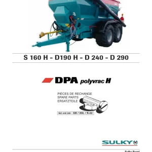 Sulky S160H D190H D240 D290 Dpa Polyvrac H Parts Manual