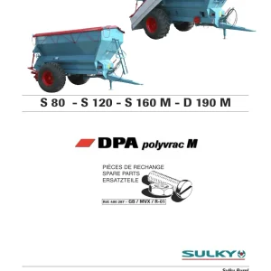 Sulky S80 S120 S160M D190M Dpa Polyvrac M Parts Manual
