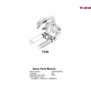 Taarup 7230 2007 Parts Manual