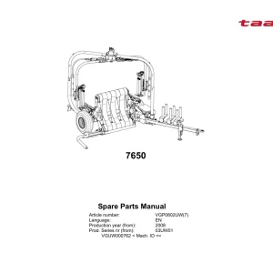 Taarup 7650 2008 Parts Manual