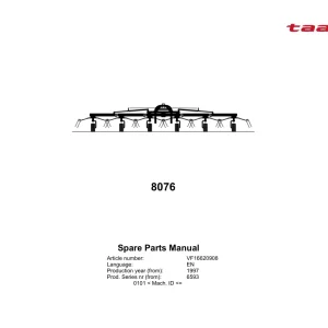 Taarup 8076 1997 Parts Manual