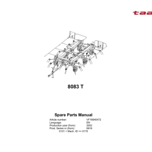 Taarup 8083T 2002 Parts Manual