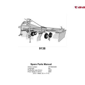 Taarup 9138 2000 Parts Manual