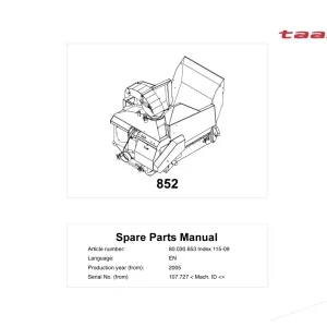 Taarup Kd852 2005 Parts Manual