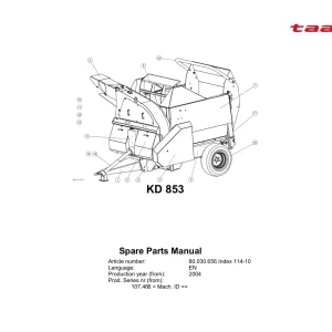 Taarup Kd853 2004 Parts Manual