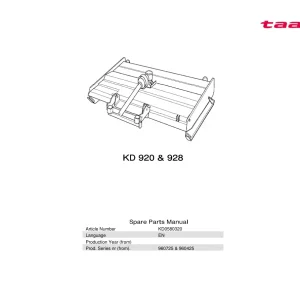 Taarup Kd920 Kd928 Mower Parts Manual