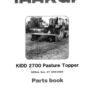 Taarup Kidd 2700 Mower Parts Manual