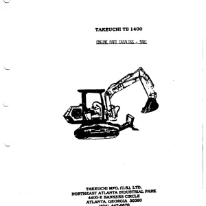 Takeuchi Tb1400 Parts Manual