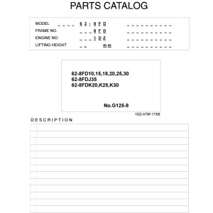 Toyota 62 8Fd10 15 18 20 25 30 8Fdj35 8Fdk20 25 30 Parts Manual