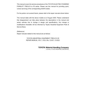 Toyota 7Fbcu15 55 2005 Service Manual