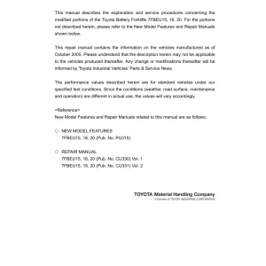 Toyota 7Fbeu 15 18 20 Service Manual