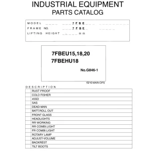 Toyota 7Fbeu15 18 20 7Fbehu18 Parts Manual