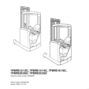 Toyota 7Fbre 12 14 16 20 25 C 1999 Parts Manual