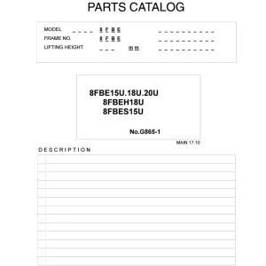Toyota 8Fbe 15U 18U 20U 8Fbeh18U 8Fbes15U Parts Manual