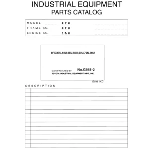 Toyota 8Fd 35U 40U 45U 50U 60U 70U 80U Parts Manual