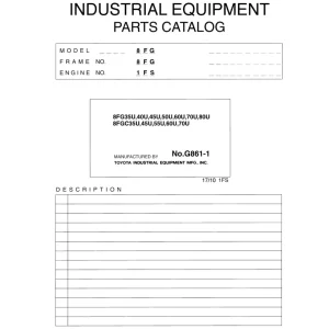 Toyota 8Fg 8Fgc 35U 40U 45U 50U 60U 70U 80U Parts Manual