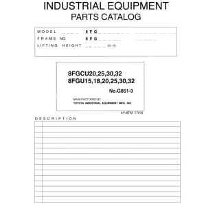 Toyota 8Fgcu 20 25 30 32 8Fgu 15 18 20 25 30 32 Parts Manual
