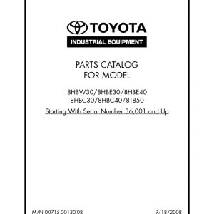 Toyota 8Hbw30 8Hbe30 40 8Hbc30 40 8Tb50 2008 Parts Manual