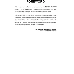 Toyota Battery 5Fbe 10 20 Service Manual