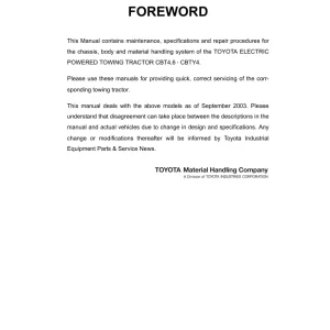 Toyota Cbt4.6 Cbty4 2003 Service Manual