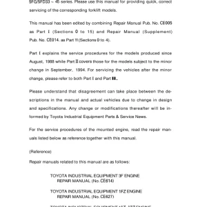 Toyota 5Fg 5Fd 300 40 1994 Service Manual