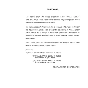 Toyota 5Fgc 5Fdc 18 30 1986 Service Manual
