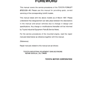 Toyota 6Fgcu 33 45 1997 Service Manual