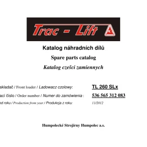 Trac-Lift Trac Tl 260 Slx 2012 Parts Manual