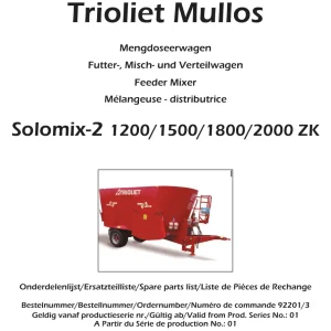Trioliet Solomix2 1200 1500 1800 2000 Zk 92201 3 06 2000 Parts Manual