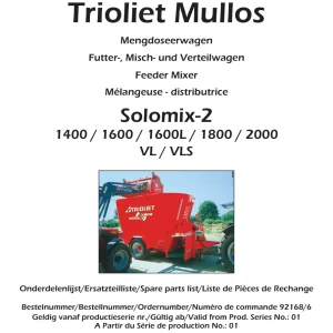 Trioliet Solomix2 1400 2000 Vl Vls 92168 6 06 2000 Parts Manual