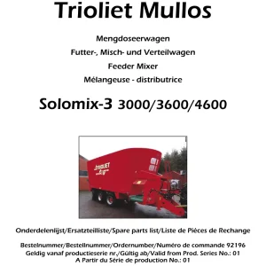 Trioliet Solomix3 3000 3600 4600 92196 0 01 Parts Manual